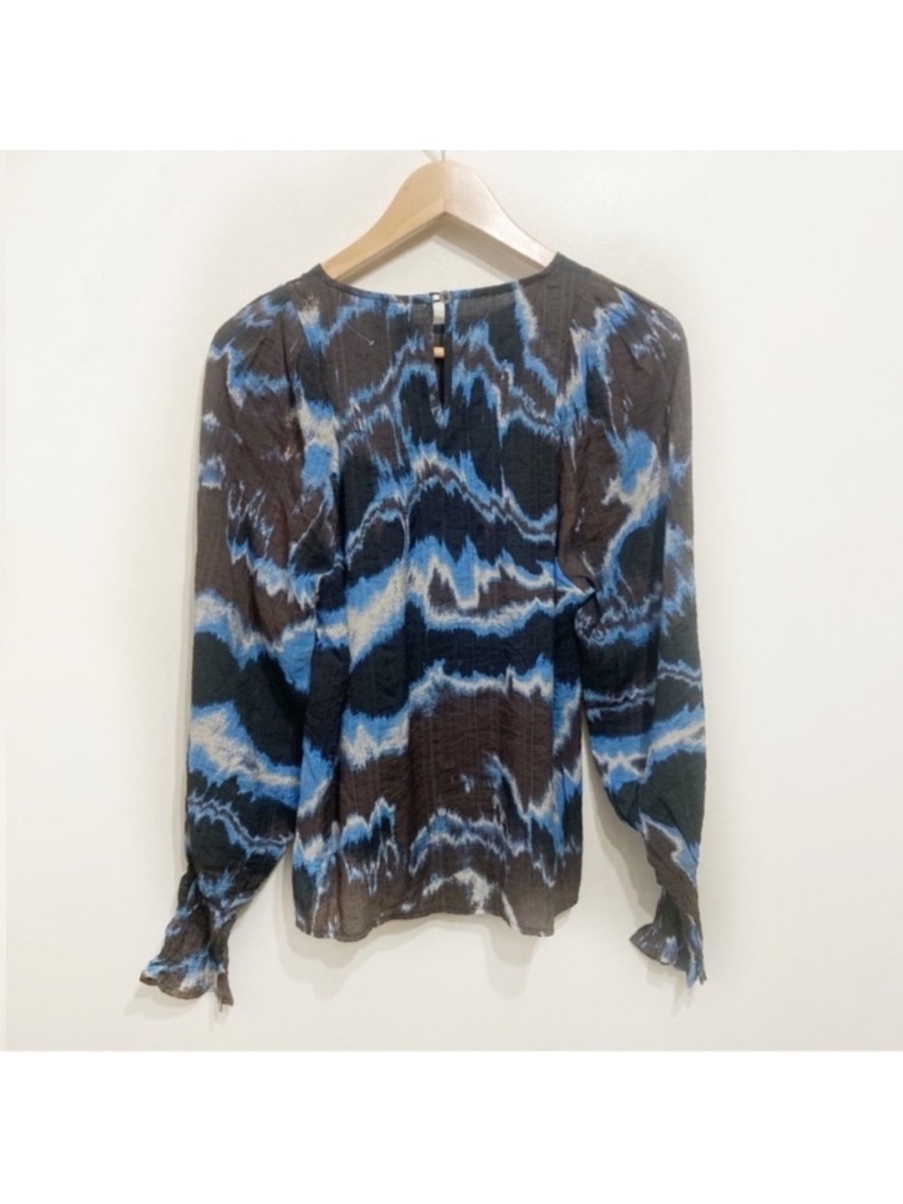Kaffe Kasusana Blouse Size Small Brown Blue Fade Print Longsleeve New - Picture 4 of 13